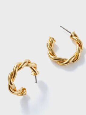 Tuckernuck Jewelry French Twist Mini Hoop Earrings in Gold One Size Womens Jewel